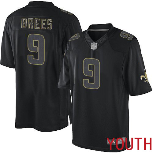 New Orleans Saints Limited Black Youth Drew Brees Jersey NFL Football 9 Impact Jersey
